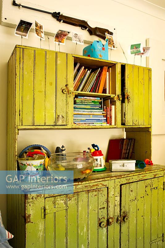 A vintage green cupboard