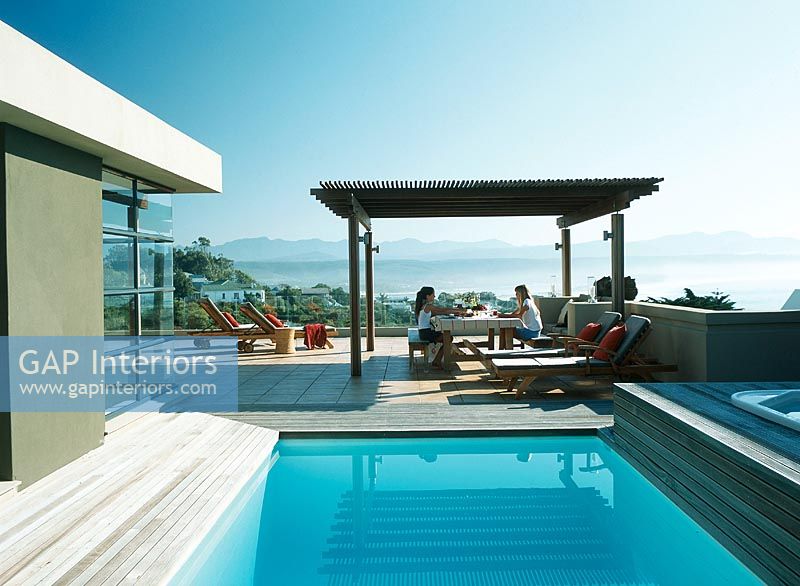 Swimming pool on modern terrace
