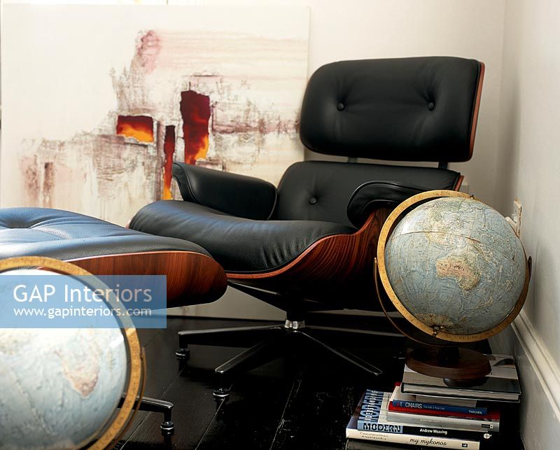 close-up of Eames lounge chair