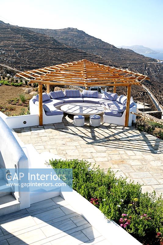 Gazebo and seating on terrace 