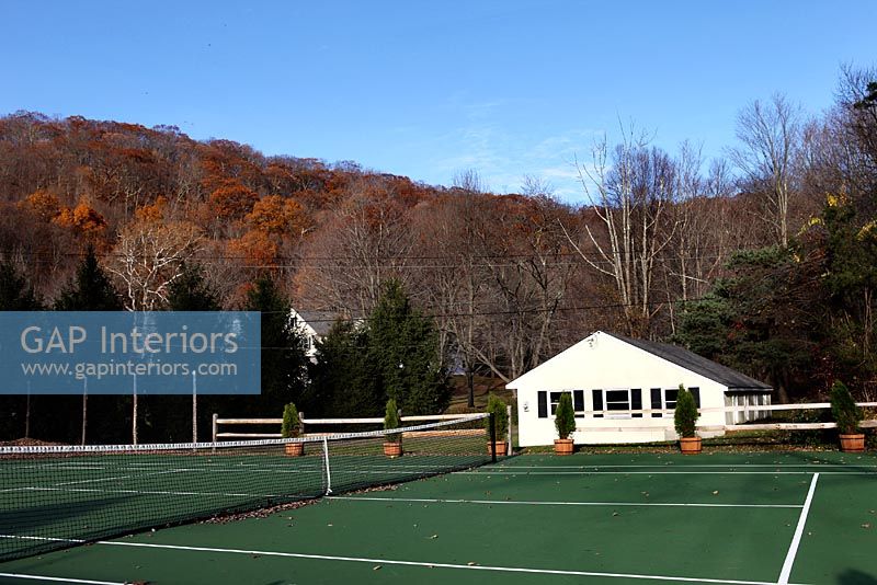 Tennis courts and building exterior