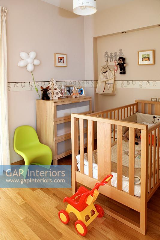 Cot in childrens room 