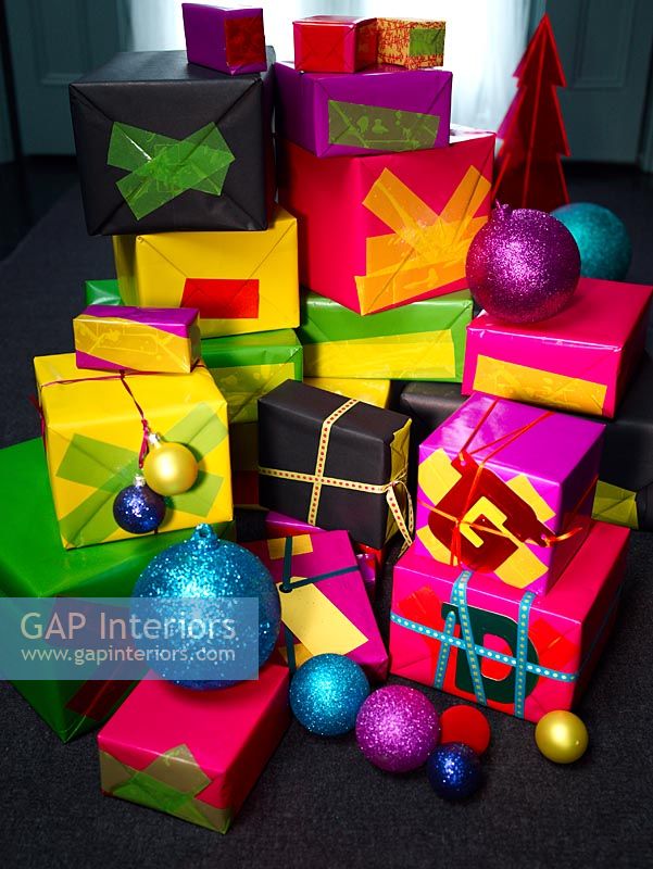 Colourful Christmas presents 