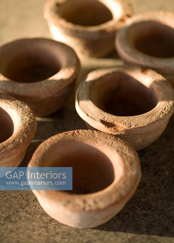 Terracotta candle holders detail 