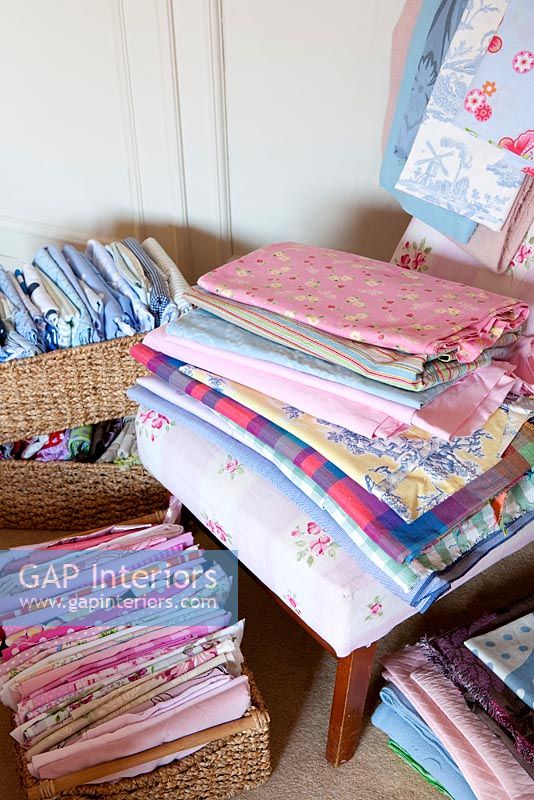 Stack of bedding fabric