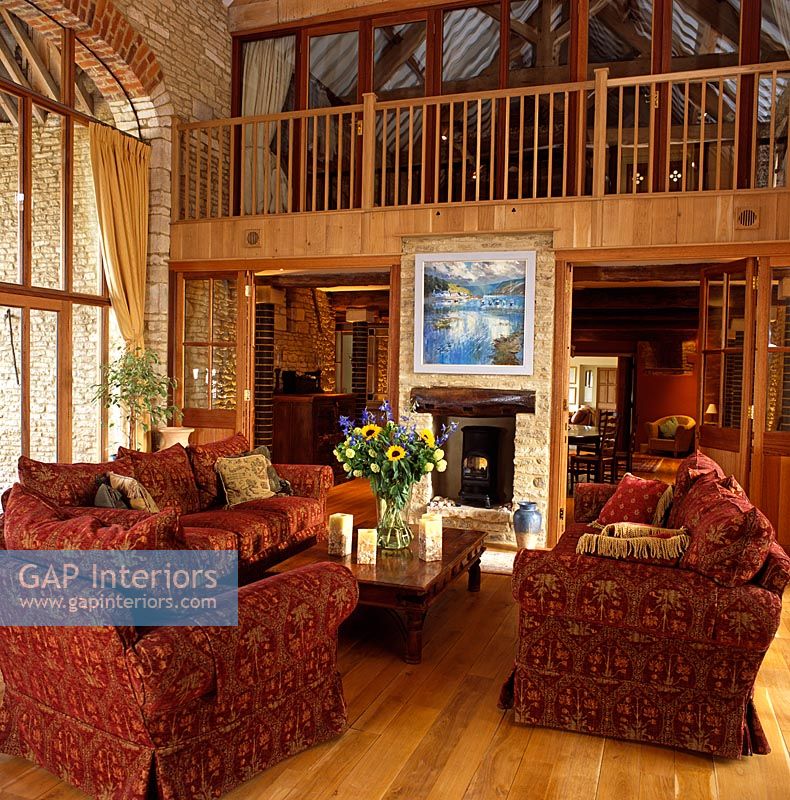 Modern living room with interior veranda