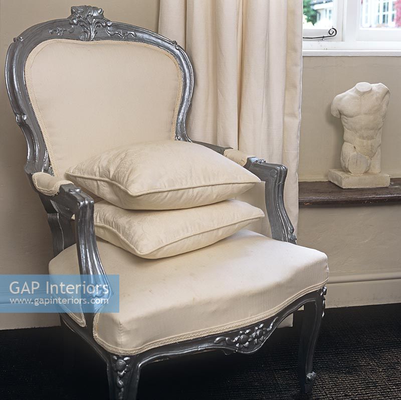 Cream and silver Regency style chair