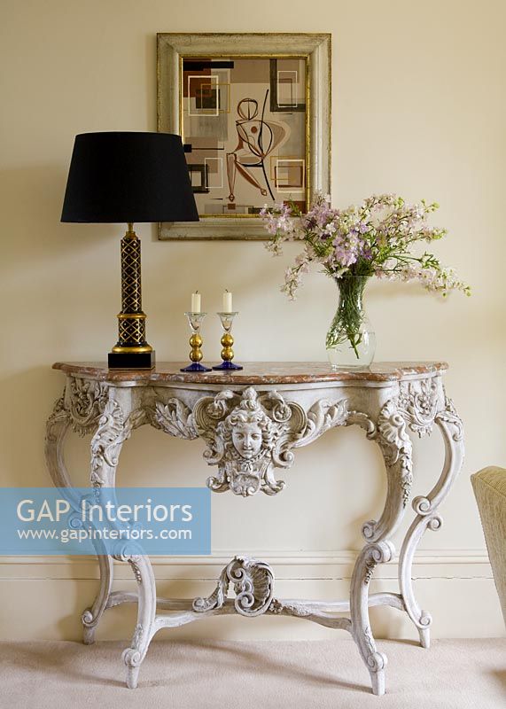 Classic ornate console table detail 