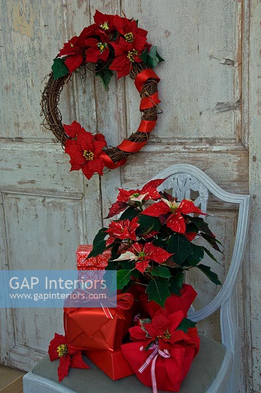 Christmas wreath and presents