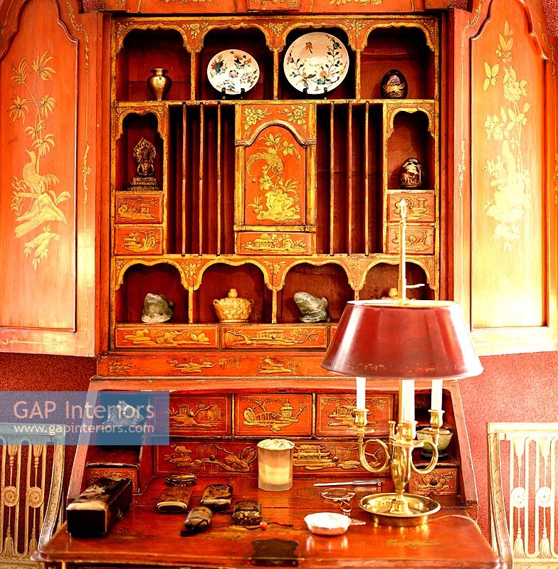 Large red oriental cabinet 