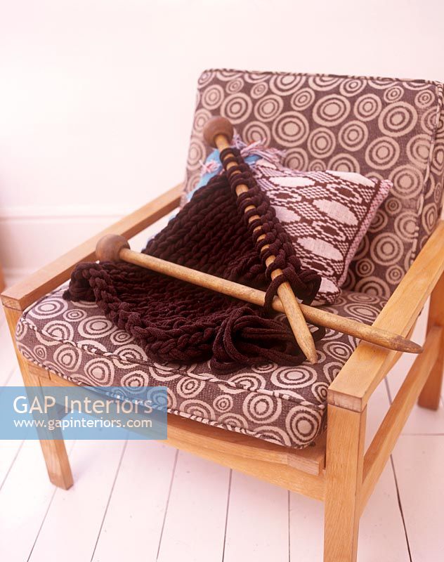 Patterned chair with knitting detail 