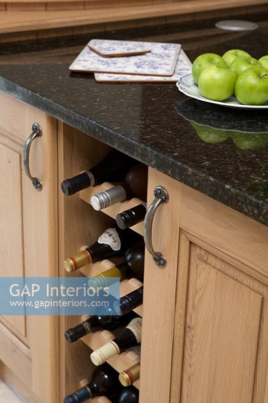 Wine rack in modern kitchen unit
