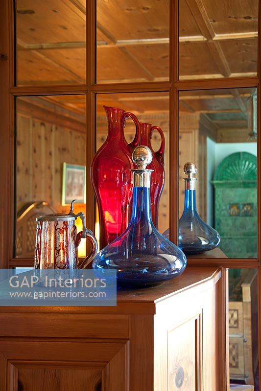 Colourful antique glassware, detail