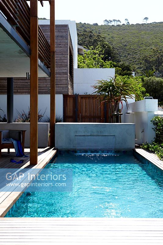 Modern house exterior and swimming pool