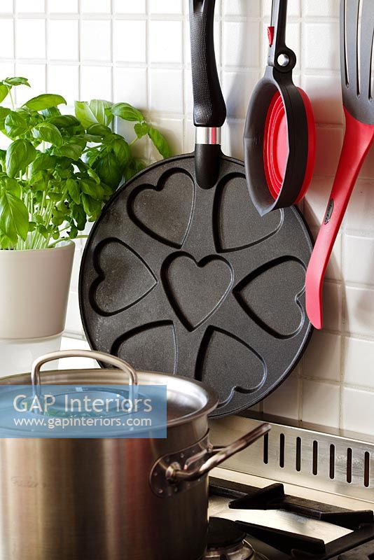 Frying pan with heart shapes