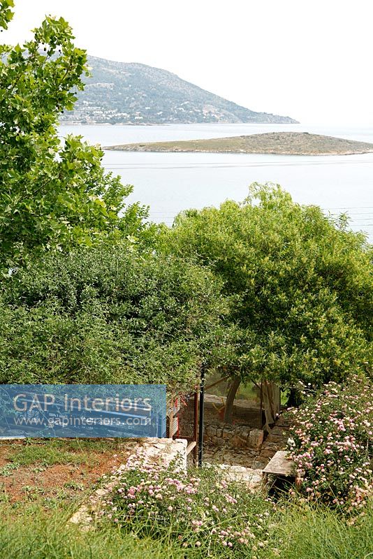 Greek terraced garden with sea view