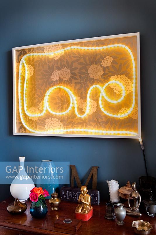 Artwork with message in fairy lights