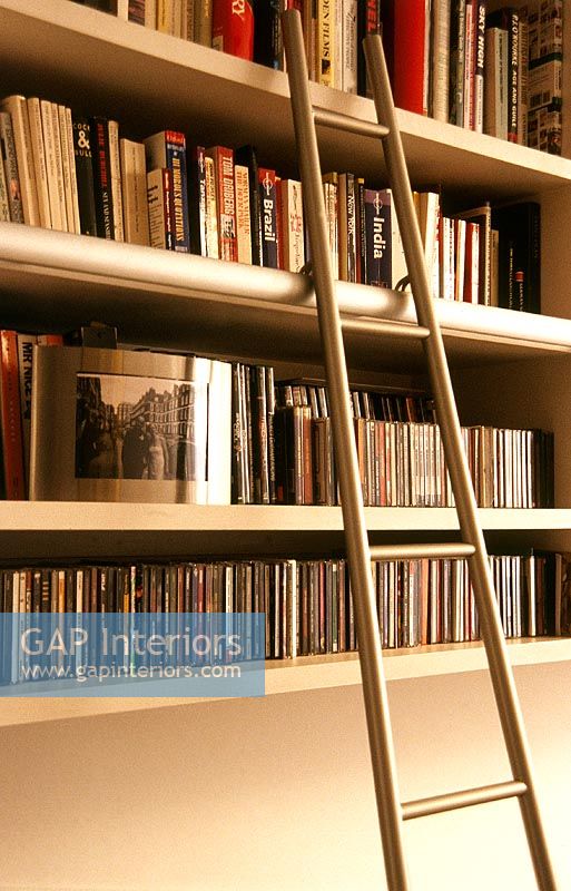 Bookshelves and ladder