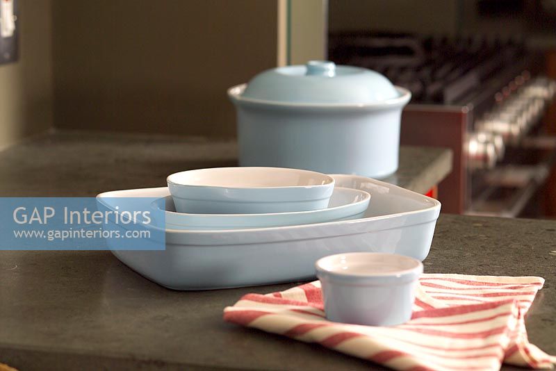 Ovenware on counter