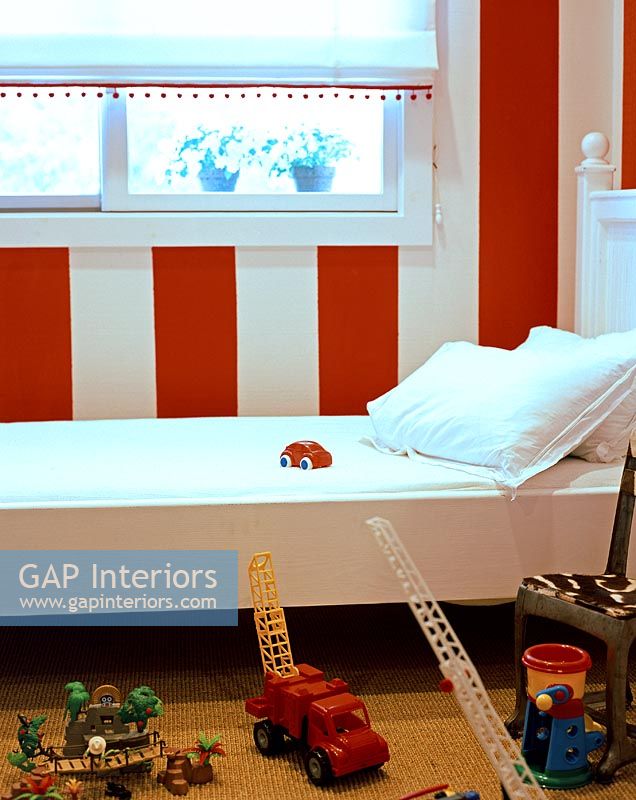 Red and white child room