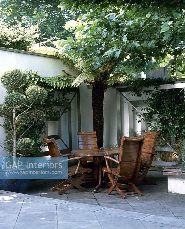 Modern garden furniture on patio