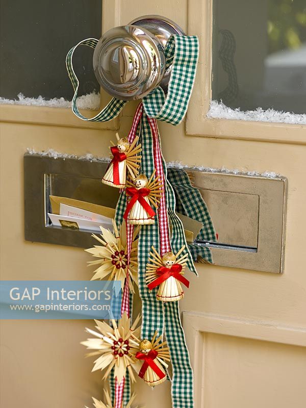 Classic door with Christmas decorations 