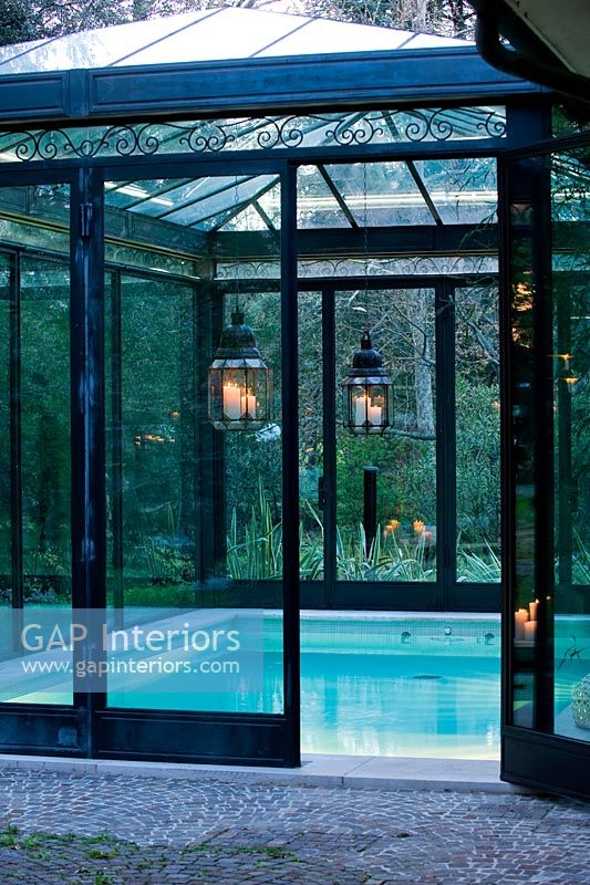 Swimming pool in classic conservatory 