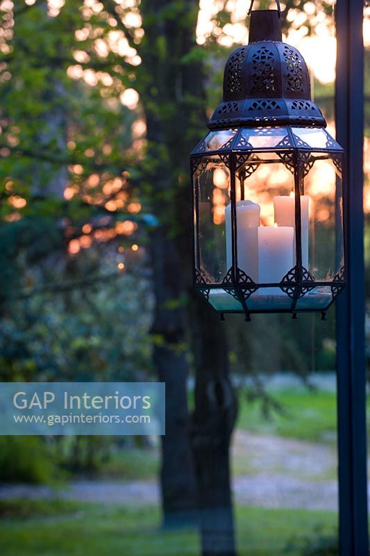 Exterior lantern and candles