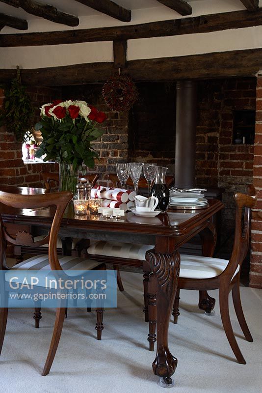 Country dining table at Christmas 