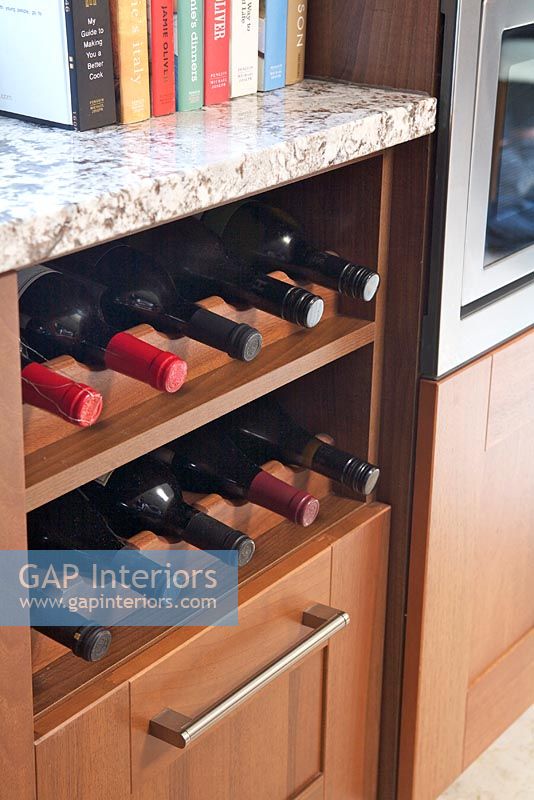 Wine rack in modern kitchen 