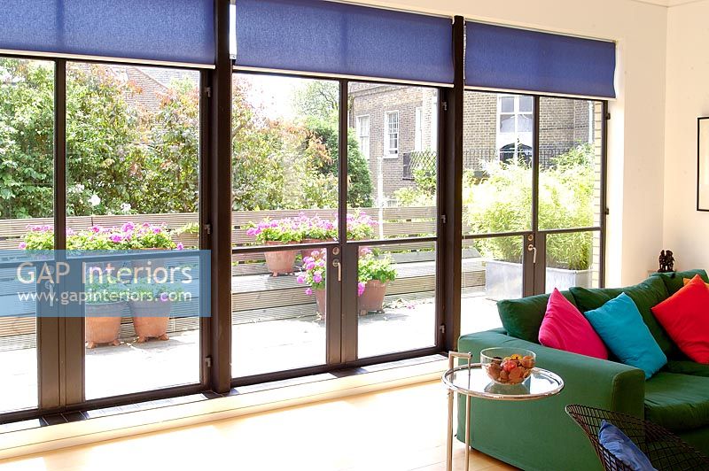glazed patio doors in modern living room 