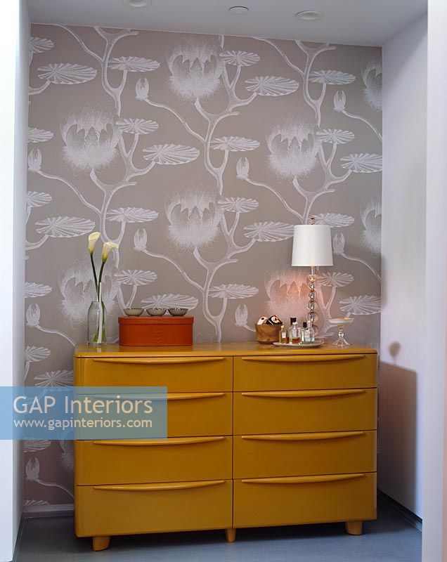 Modern chest of drawers in bedroom 
