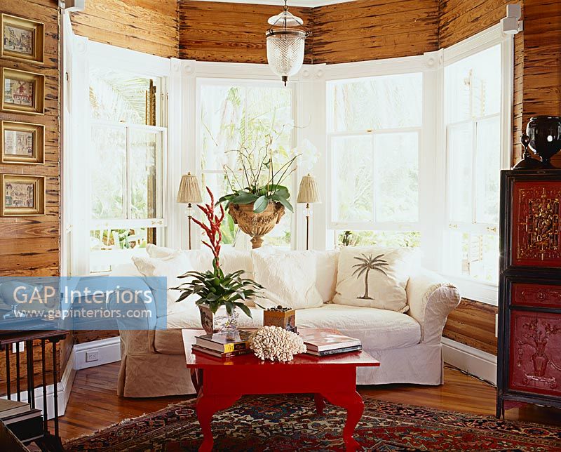 Classic wood paneled living room