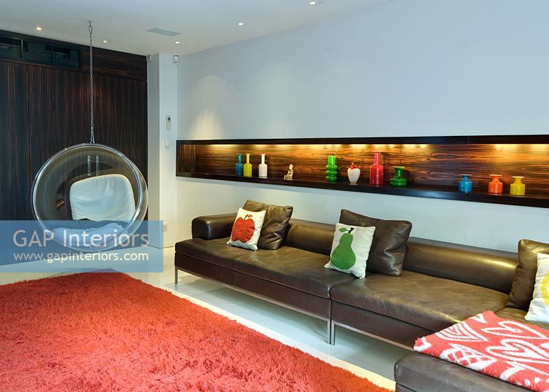 Modern living room with bubble chair 