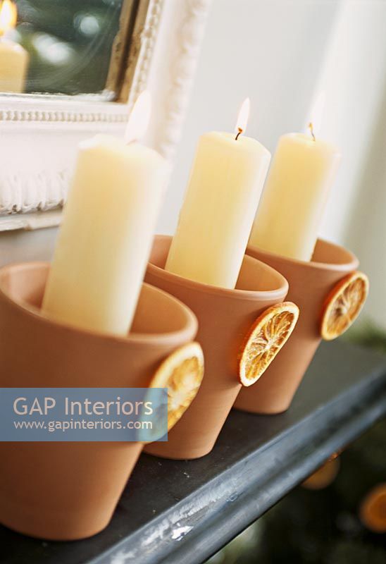 Decorative terracotta candle holders 