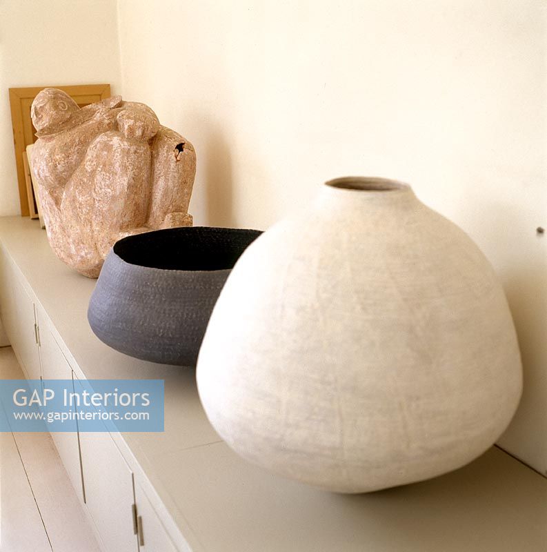 Display of ceramic pots and sculpture 