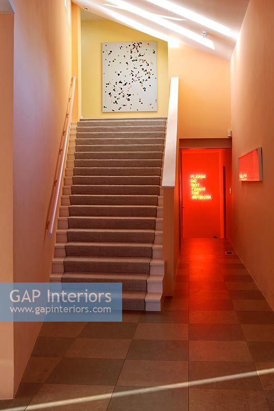 Contemporary hallway and staircase 