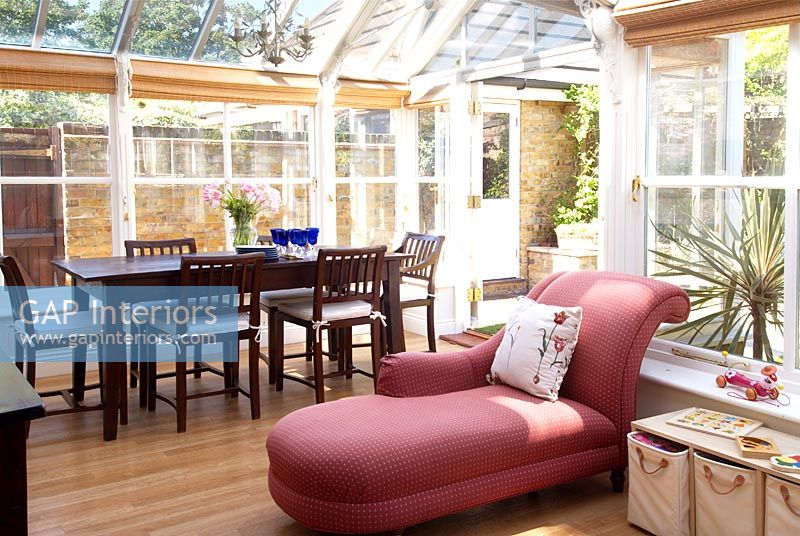 Dining room in modern conservatory 