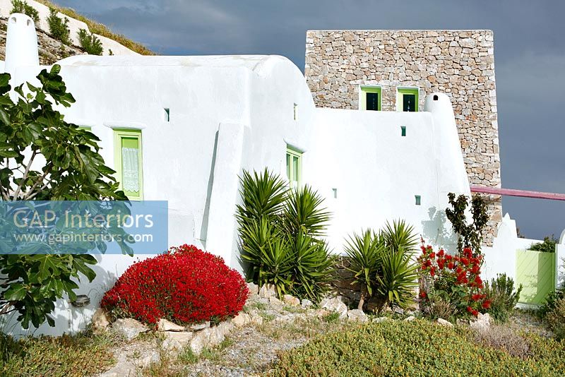 Exterior of traditional Greek villa 