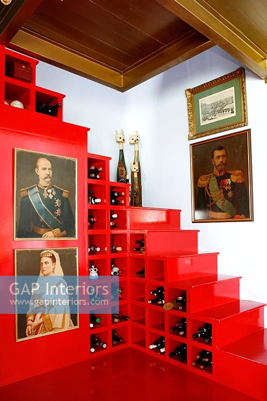 Red painted stairs