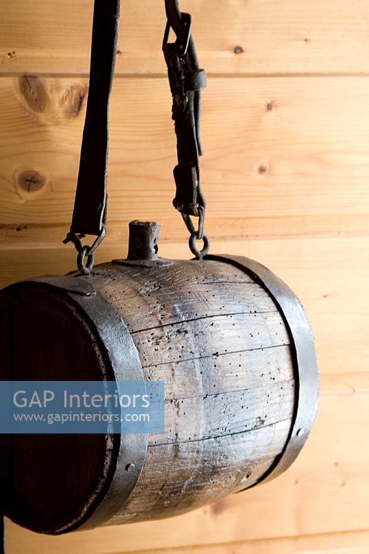 Detail of vintage wooden barrel 