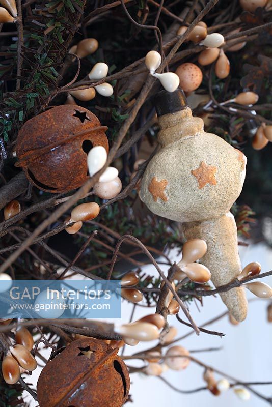 Detail of rustic Christmas decorations 