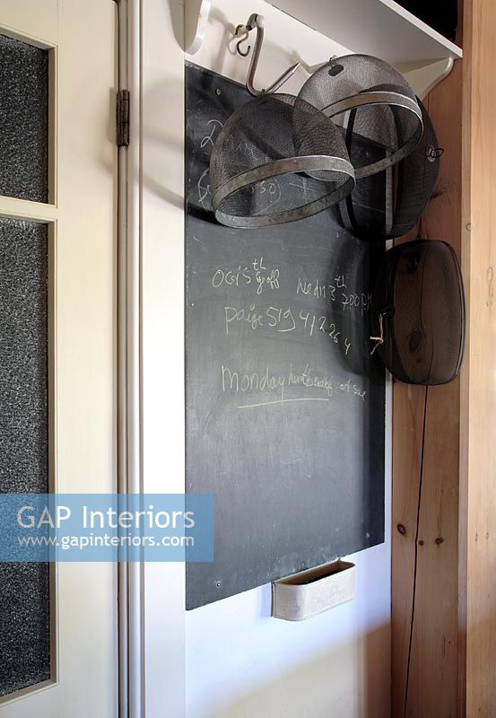 Detail of wall mounted blackboard