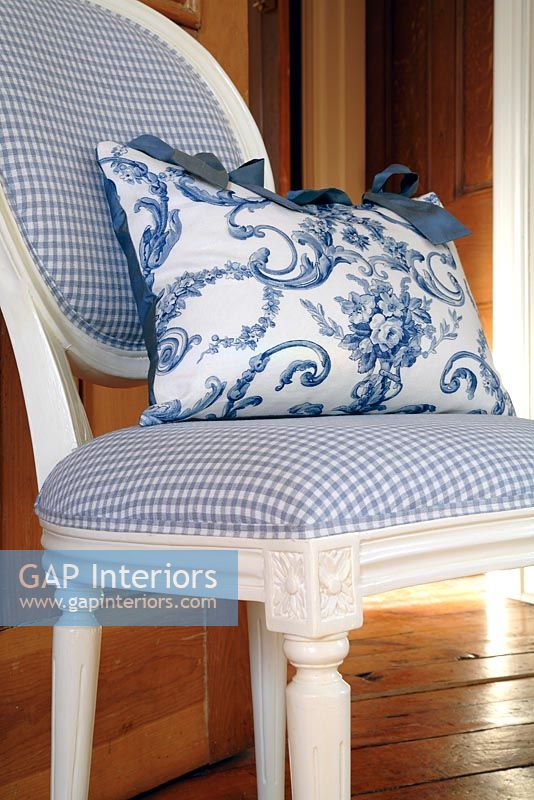 Classic gingham chair with patterned cushion 