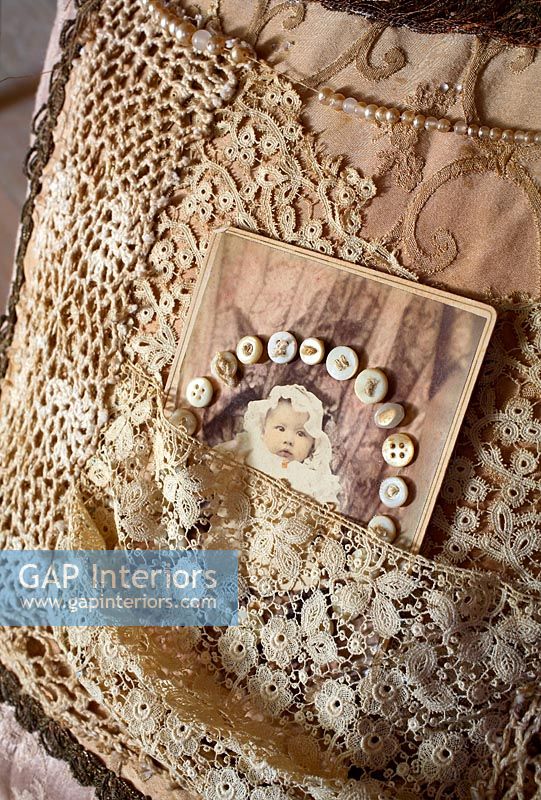 pillow case with pocket for vintage photograph 