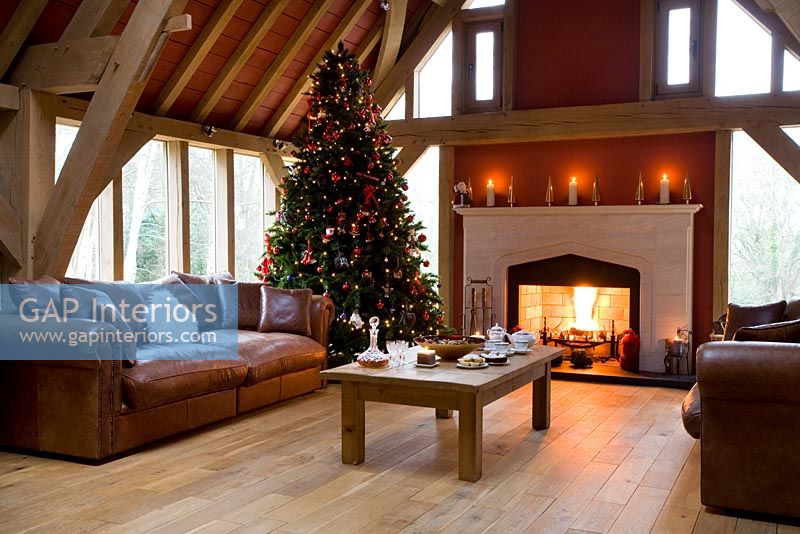 Country living room at Christmas 