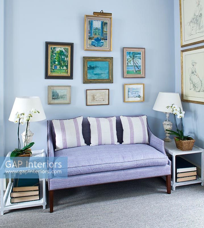 Purple sofa in classic living room