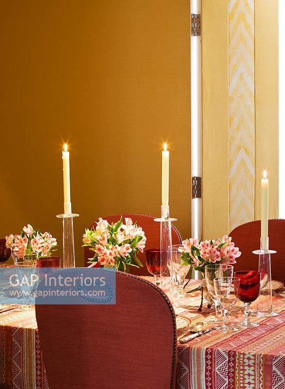 Classic dining room table with candles 