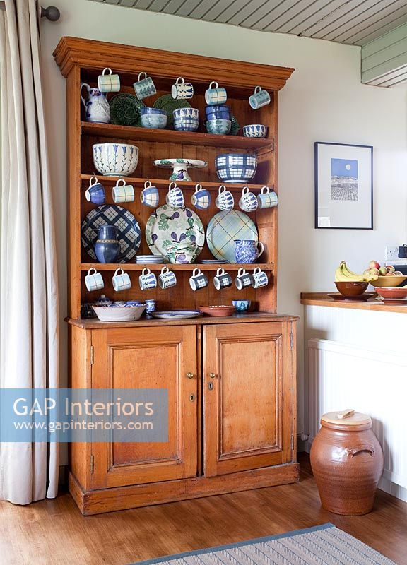 Classic wooden dresser in dining room 
