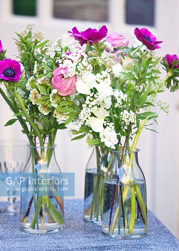 Display of flowers in vases 